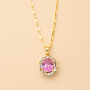 Collar de Acero Inoxidable con Bao de Oro de 18K, Joyera Moderna y Elegante para Mujer.