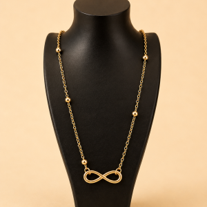 Elegante Cadena para Clavcula para Mujer, Chapada en Oro de 18k, , Collar con Colgante de Acero Inoxidable con Smbolo de Infinito.