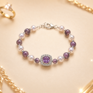 Pulsera de Perlas con Circonita Cuadrada Extrable, Exquisita, Verstil y Elegante, Accesorio de Lujo y Alta Gama para Uso Diario