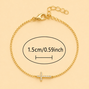 Pulseras de Cadena con Colgante de Cruz, Estilo Punk, Chapado en Oro de 18K, Resistente al Agua, Diseo Vintage, para Regalo de Mujer
