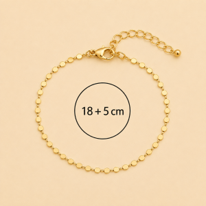 pulsera Cadena Chapado en Oro de 18k, Estilo Simple, con Cuentas Planas Pequeas, para Mujeres y Hombres