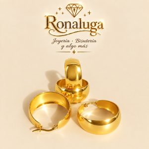 Aretes grandes con baño de Oro Chino 18k