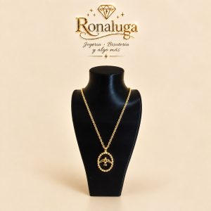 Cadena con dije del Espíritu Santo, modelo 1, Baño de Oro Chino 18K